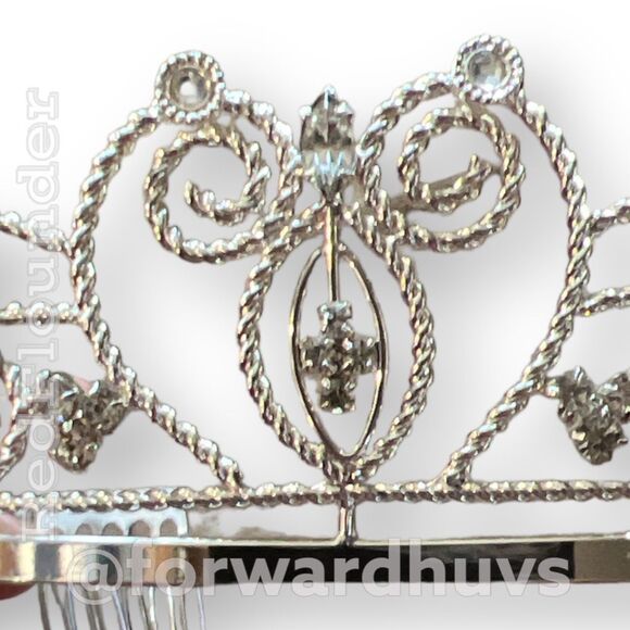 Silver Tone Rhinestone Embellished Fancy Tiara - Picture 6 of 11